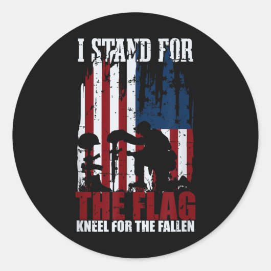 Sticker Rond Je Me Trouve Pour Le Drapeau Kneel Pour Le Fallen (Devant)