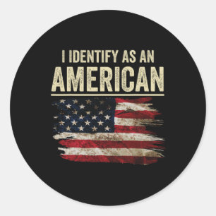 Sticker Rond Je m'identifie comme un drapeau américain du 4 jui