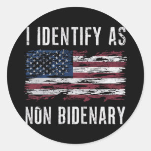 Sticker Rond Je M'Identifie Comme Un Drapeau Américain Patriot 