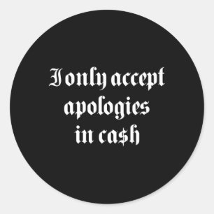 Sticker Rond Je N'Accepte Que Les Espèces