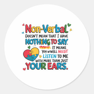 Sticker Rond Je n'ai rien à dire à Auti