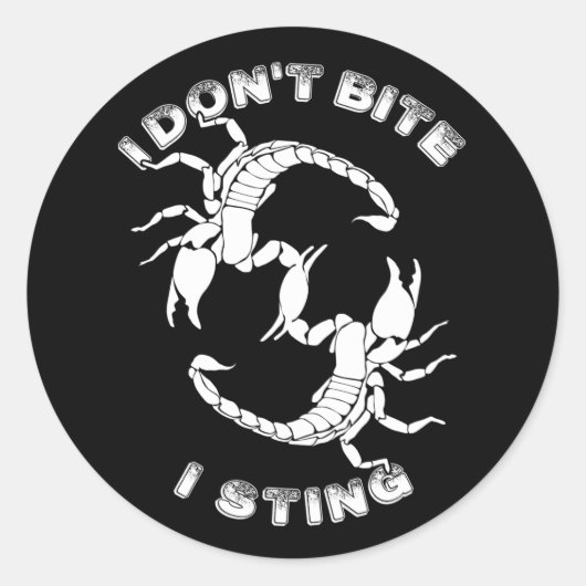Sticker Rond Je ne mord pas, je pique - Scorpio Design (Devant)