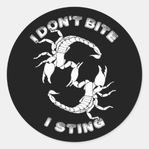 Sticker Rond Je ne mords pas, je pique - Conception Scorpion