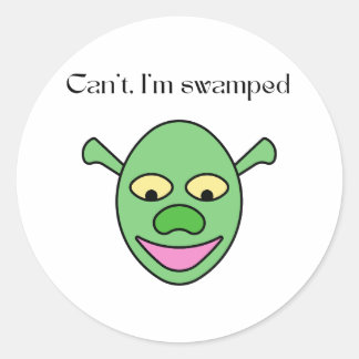Sticker Rond Je ne peux pas. Je suis débordée Citation drôle et