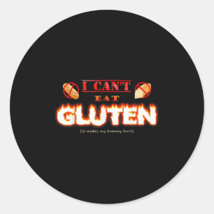 Sticker Rond Je ne peux pas manger de gluten Ça fait mon vêteme