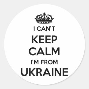 Sticker Rond Je ne peux pas rester calme, je suis du pays Ukrai
