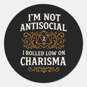 Sticker Rond Je ne suis pas asocial - Humour de table Rpg