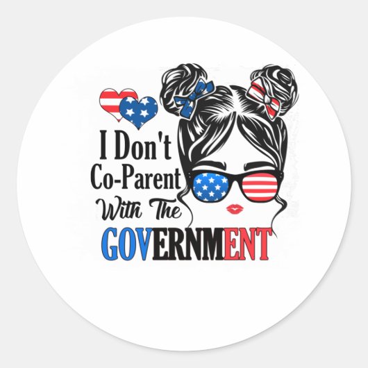 Sticker Rond Je ne suis pas co-parent avec le drapeau du gouver (Devant)