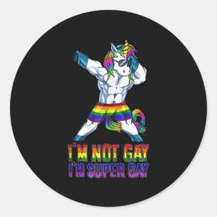 Sticker Rond Je ne suis pas gay, je suis Super gay