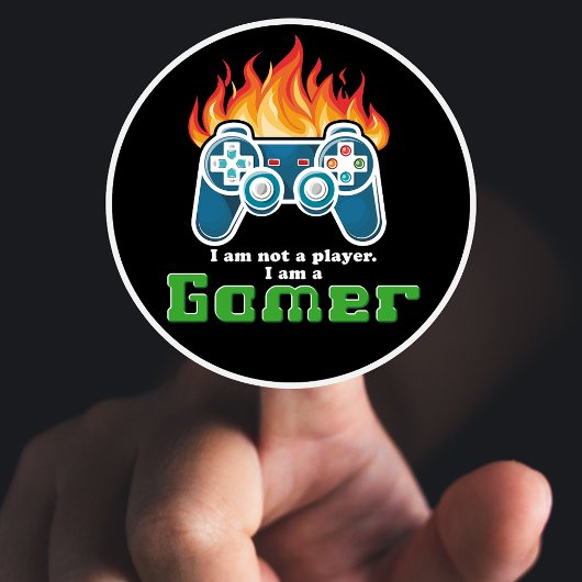 Sticker Rond Je ne suis pas un joueur cool noir joystick modern