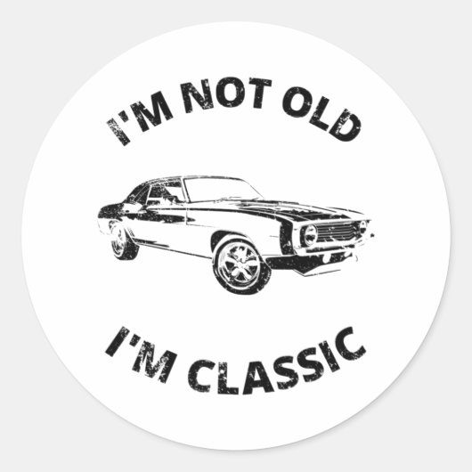 Sticker Rond Je ne suis pas vieux Je suis classique (Devant)