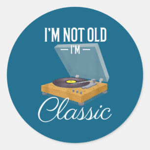 Sticker Rond Je ne suis pas vieux, je suis drôle clic Platine V