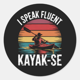 Sticker Rond Je Parle Fluent Kayak-Ese Kayaker Kayak Vintage