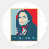 Sticker Rond Je parle Kamala Harris (Devant)