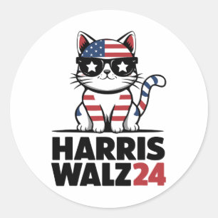 Sticker Rond Je Parle Kamala Harris Président Comma La Ameri