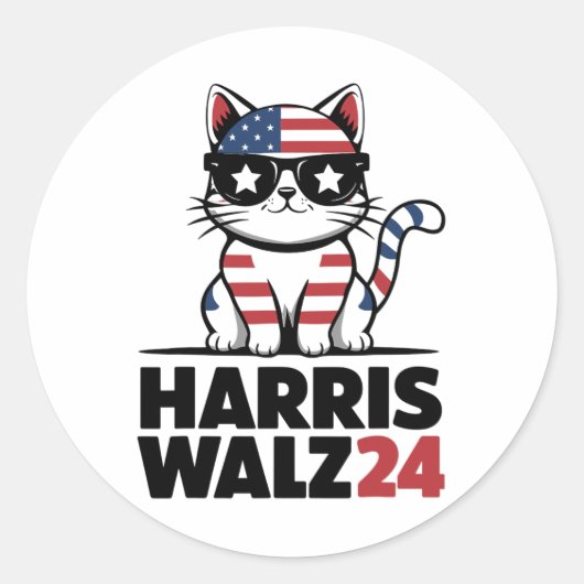 Sticker Rond Je Parle Kamala Harris Président Comma La Ameri (Devant)