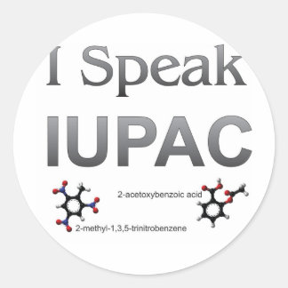 Sticker Rond Je parle la nomenclature de chimie d'IUPAC