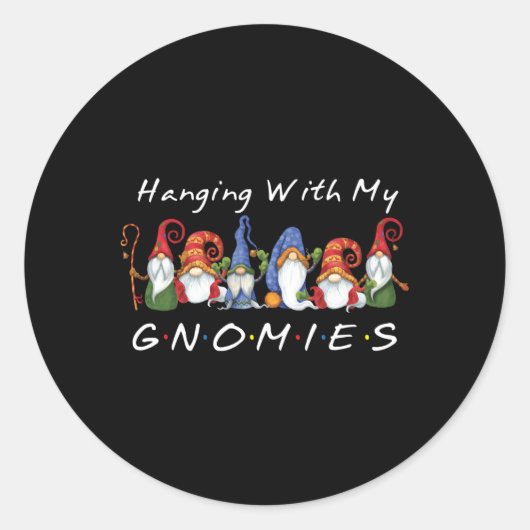 Sticker Rond Je Passe Avec Mes Gnomies Gnome Friend (Devant)