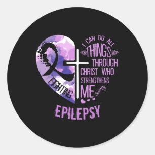 Sticker Rond Je Peux Faire Tout Par Le Christ - Epilepsie Awar