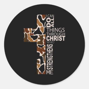 Sticker Rond Je peux faire toutes choses par Christ camouflage
