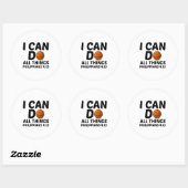 STICKER ROND JE PEUX FAIRE TOUTES LES CHOSES BASKETBALL (Feuille)