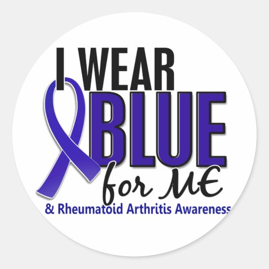 Sticker Rond Je porte Blue Me Rheumatoid Arthrite RA (Devant)