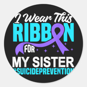 Sticker Rond Je Porte Ce Ruban Pour Ma Soeur La Prévention Du S