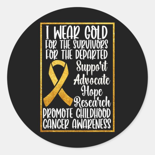 Sticker Rond Je Porte De L'Or Pour La Sensibilisation Au Cancer (Devant)