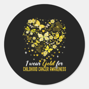 Sticker Rond Je Porte De L'Or Pour La Sensibilisation Au Cancer