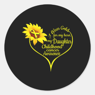Sticker Rond Je Porte De L'Or Pour Ma Fille Cancer De L'Enfance