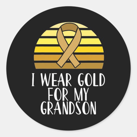 Sticker Rond Je porte de l'or pour ma petite fille Cancer Aware (Devant)