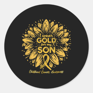Sticker Rond Je Porte De L'Or Pour Mon Fils - Gold Sunflower Ch