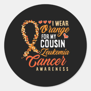 Sticker Rond Je Porte De L'Orange Pour Mon Cousin Leukemia Canc