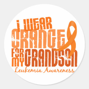Sticker Rond Je Porte De L'Orange Pour Mon Enfant 6.4 Leucémie