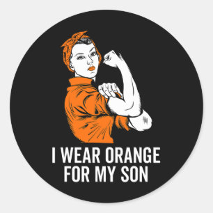 Sticker Rond Je Porte De L'Orange Pour Mon Fils Mois De Sensibi