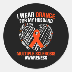 Sticker Rond Je Porte De L'Orange Pour Mon Mari Sclérose Multip