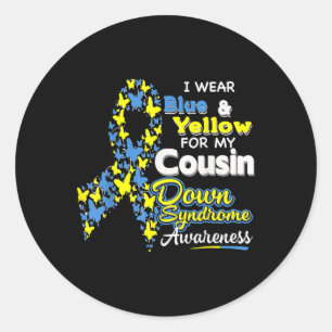 Sticker Rond Je Porte Du Bleu Et Du Jaune Pour Mon Syndrome Cou