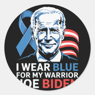 Sticker Rond Je Porte Du Bleu Léger Pour Biden Prostate Cancer