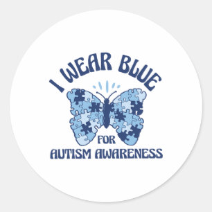 Sticker Rond Je Porte Du Bleu Pendant Le Mois De Sensibilisatio