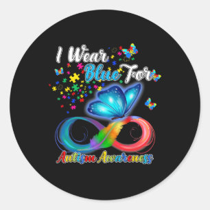 Sticker Rond Je Porte Du Bleu Pendant Le Mois De Sensibilisatio