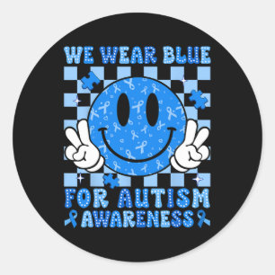 Sticker Rond Je Porte Du Bleu Pour Le Mois De La Sensibilisatio