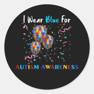 Sticker Rond Je Porte Du Bleu Pour Le Papillon De Sensibilisati