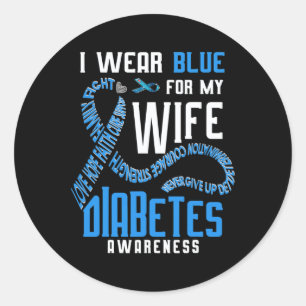 Sticker Rond Je porte du bleu pour ma femme Sensibilisation au 