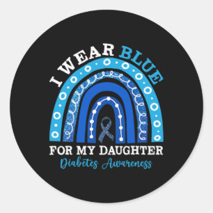 Sticker Rond Je Porte Du Bleu Pour Ma Fille T1D Diabète De Type