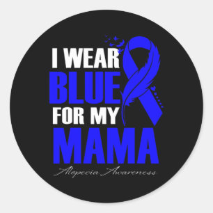 Sticker Rond Je Porte Du Bleu Pour Ma Mama Alopecia