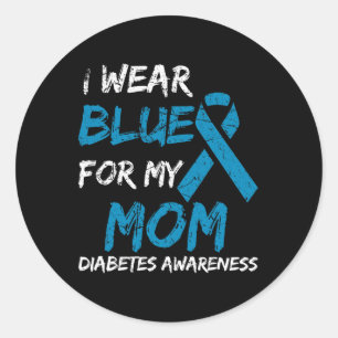 Sticker Rond Je Porte Du Bleu Pour Ma Mère Diabète Sensibilisat