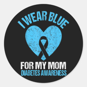 Sticker Rond Je Porte Du Bleu Pour Ma Mère Diabète Sensibilisat