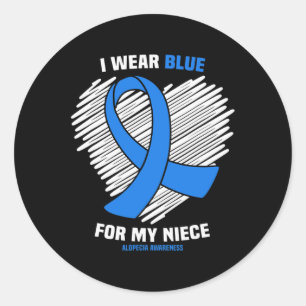 Sticker Rond Je Porte Du Bleu Pour Ma Nièce Alopecia Sensibilis