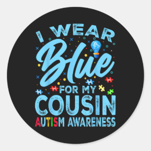 Sticker Rond Je Porte Du Bleu Pour Ma Sensibilisation sur l'aut