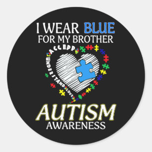 Sticker Rond Je Porte Du Bleu Pour Ma Sensibilisation sur l'aut